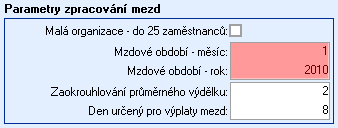 Parametry firmy – změna mzdového období