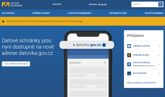 Datové schránky na nové URL adrese