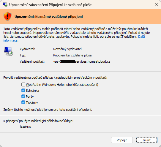 Přihlašování k RDP