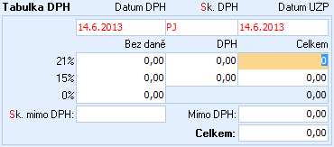 Zadání částky Celkem pro zjednodušený daňový doklad