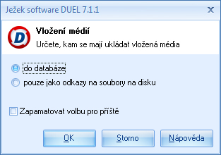 dialog s výběrem umístění média