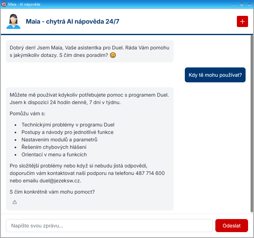 Maia - chytrá AI nápověda v programu DUEL.