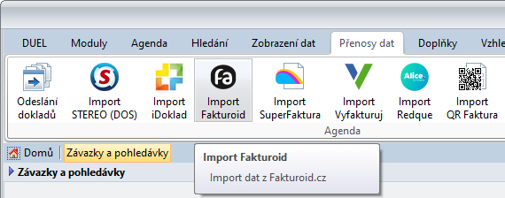 Import z Fakturoid do programu DUEL